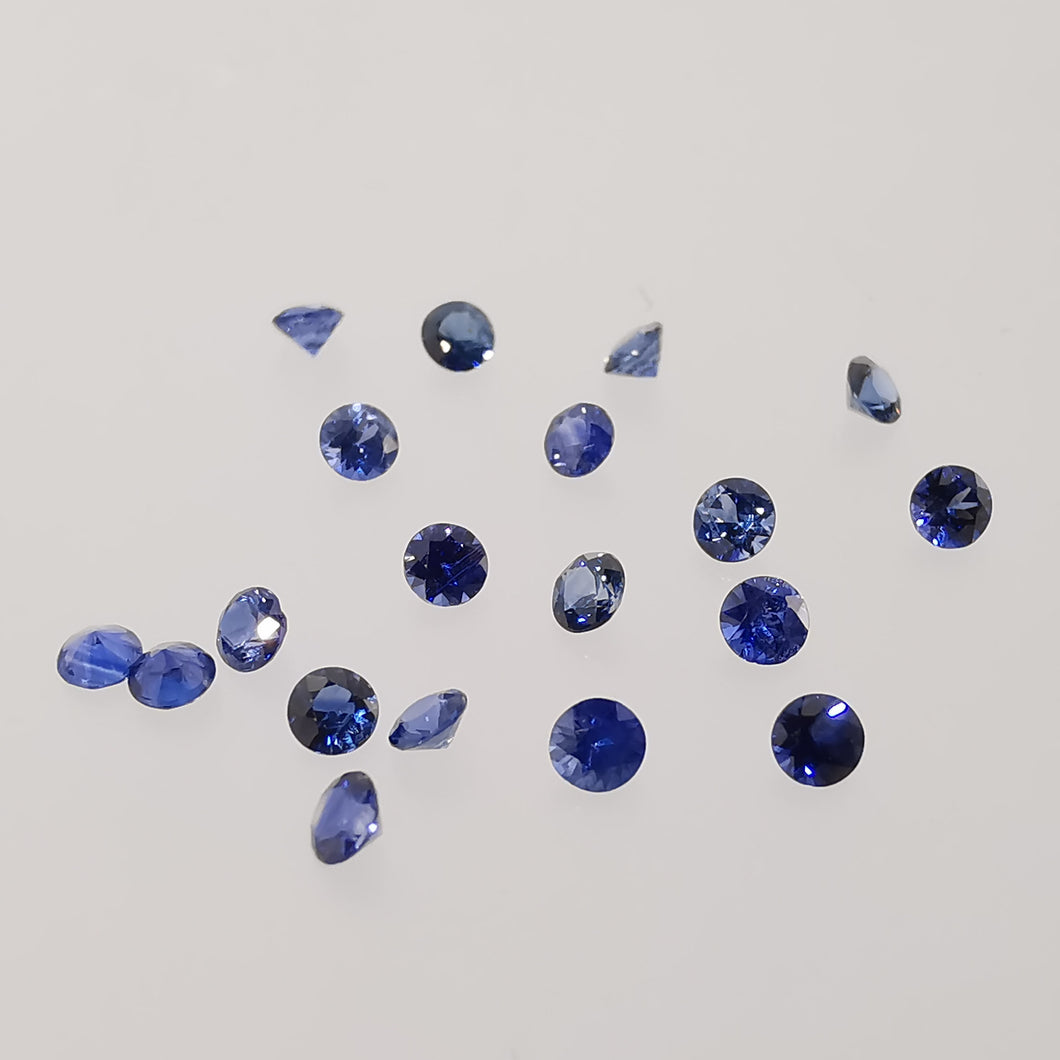2.2 mm natūralūs facetuoti mėlyni safyrai